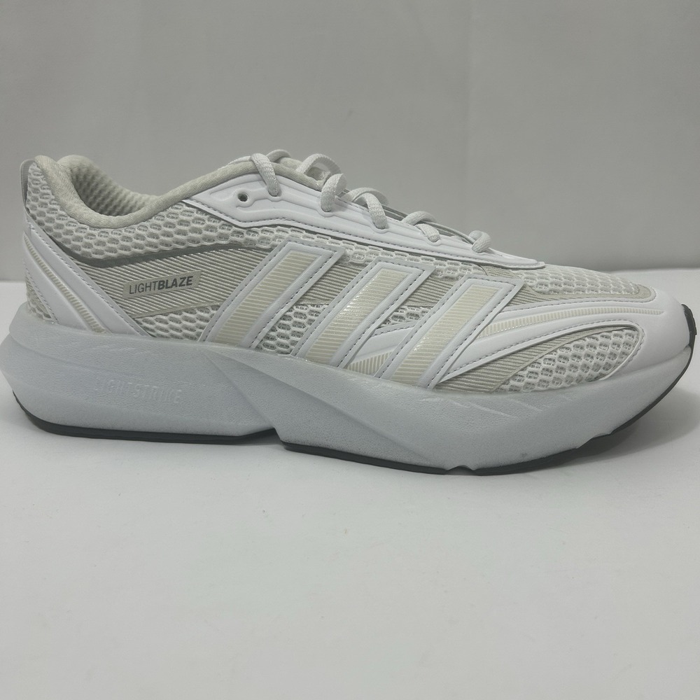 Adidas Women's Lightblaze Glow Sneakers Sz 10.5 White/Zero Metallic Casual Shoe